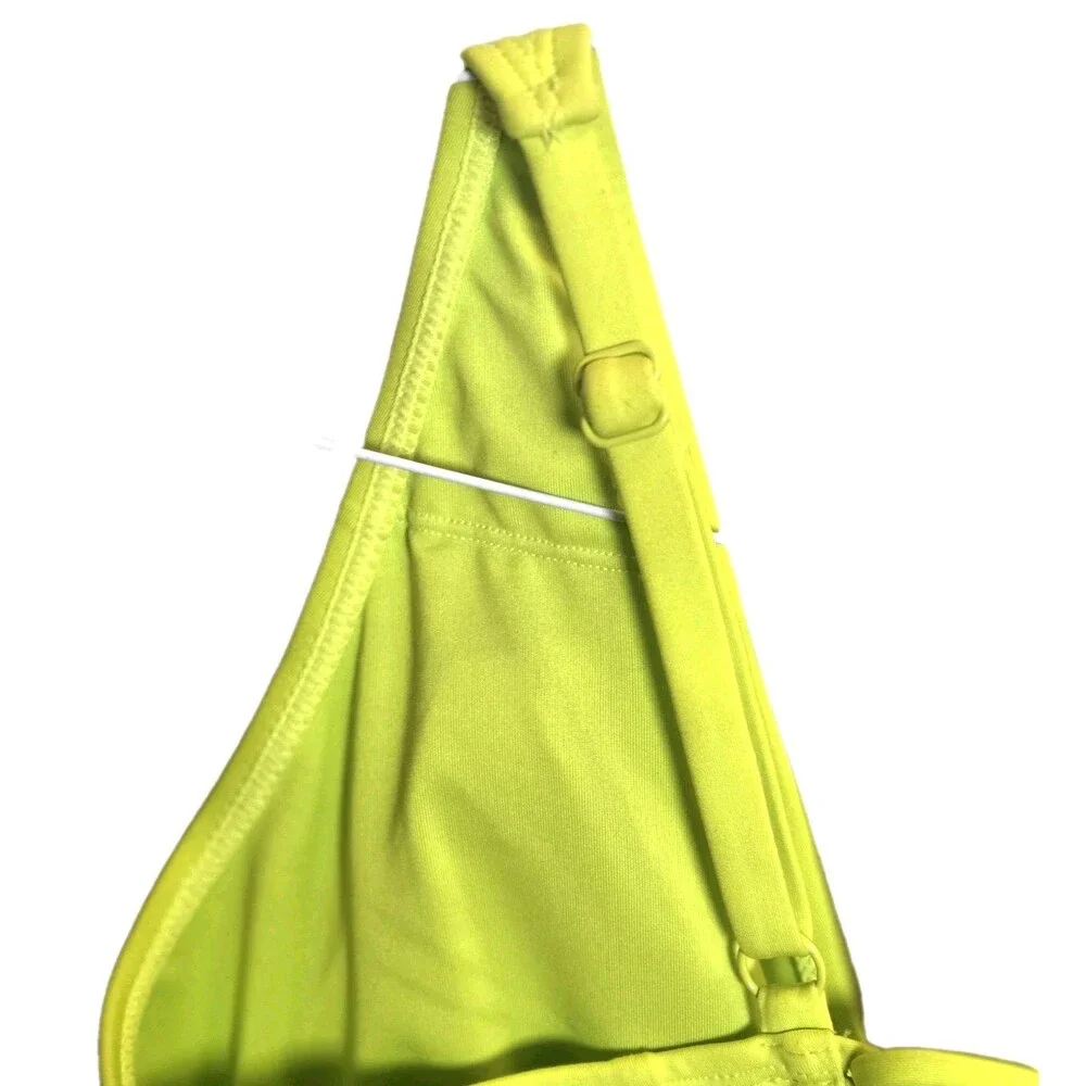 NEW TA3 Neon Yellow Plungey One Piece Swimsuit Bathing Suit Women's M Shapewear - Picture 6 of 9